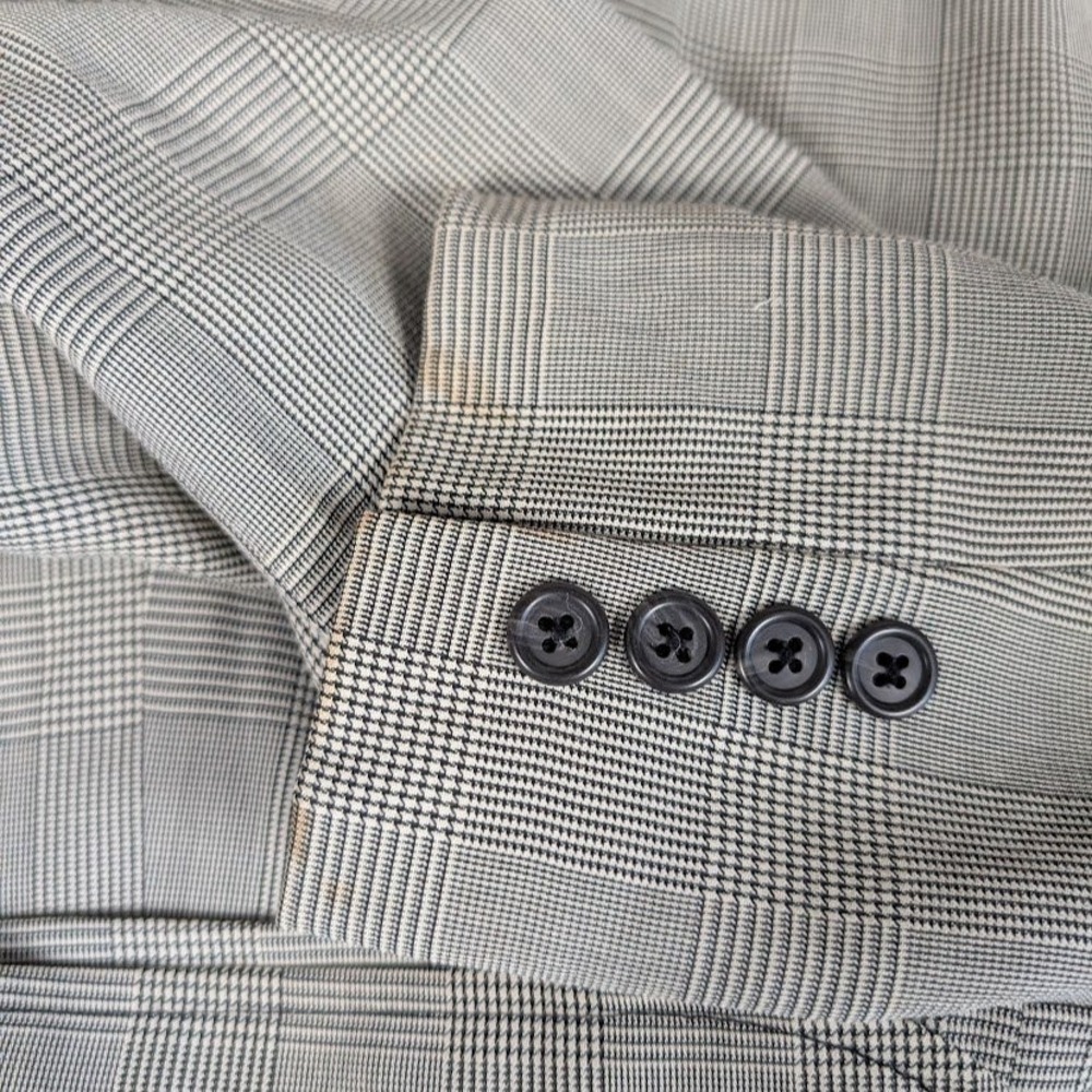 Lauren Ralph Lauren Womens Blazer Size 4 Gray Plaid Single Breasted FLAWED - Picture 8 of 8